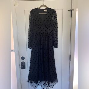 Boden Black Tulle Polka Dot Dress